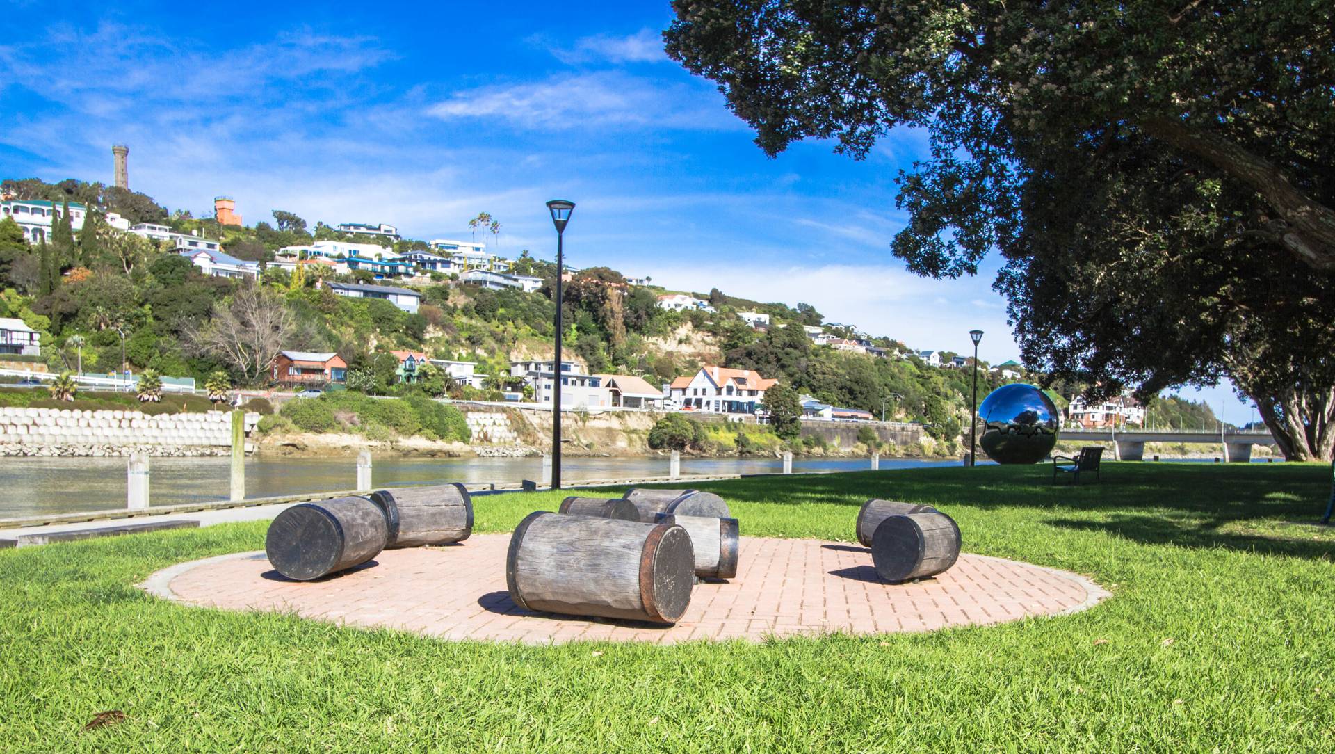 Holiday park cabins and lawns