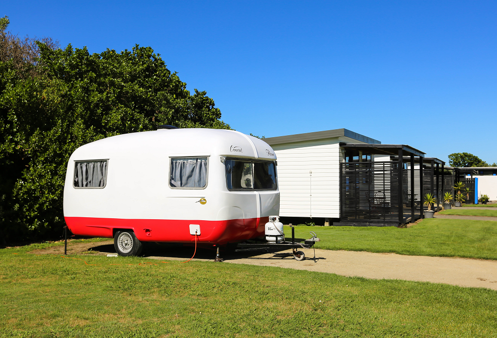 Caravans and campervans on sites at Kai Iwi Beach Holiday Park